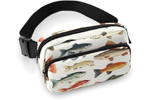 Fanny Packs for Women Men Cross Body - Realistic Fish Print Small Crossbody Bags for Women Men, Belt Bag Waist Packs for Runn