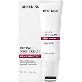Bestkiss Retinol Neck Firming Cream with Cooling & Massaging Roller Applicator - Hydrates, Lifts, Smoothes Wrinkles, Fine Lin