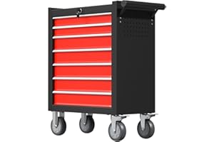 CMFYDAILY 7-Drawers Rolling Tool Chest Tool Box Organizer with Lockable, Metal Rolling Tool Cart Tool Storage Toolbox, Tool Cabinet Rolling Tool Box with Drawers for Garage, Workstation, Workshop, Home Repair