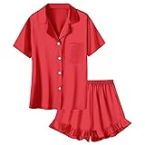 Umeyda Girls Satin Silky Collar V Neck Ruffle Short