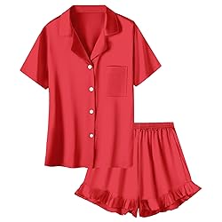 Umeyda Women Satin Pajamas Set, 2Pj Silk Ruffle
