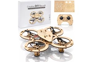 DIY Wooden Drone Model Kit, DIY Wooden Building Blocks Flying Toys Assembled Kit Remote Control Aircraft Training Rc Drone Qu