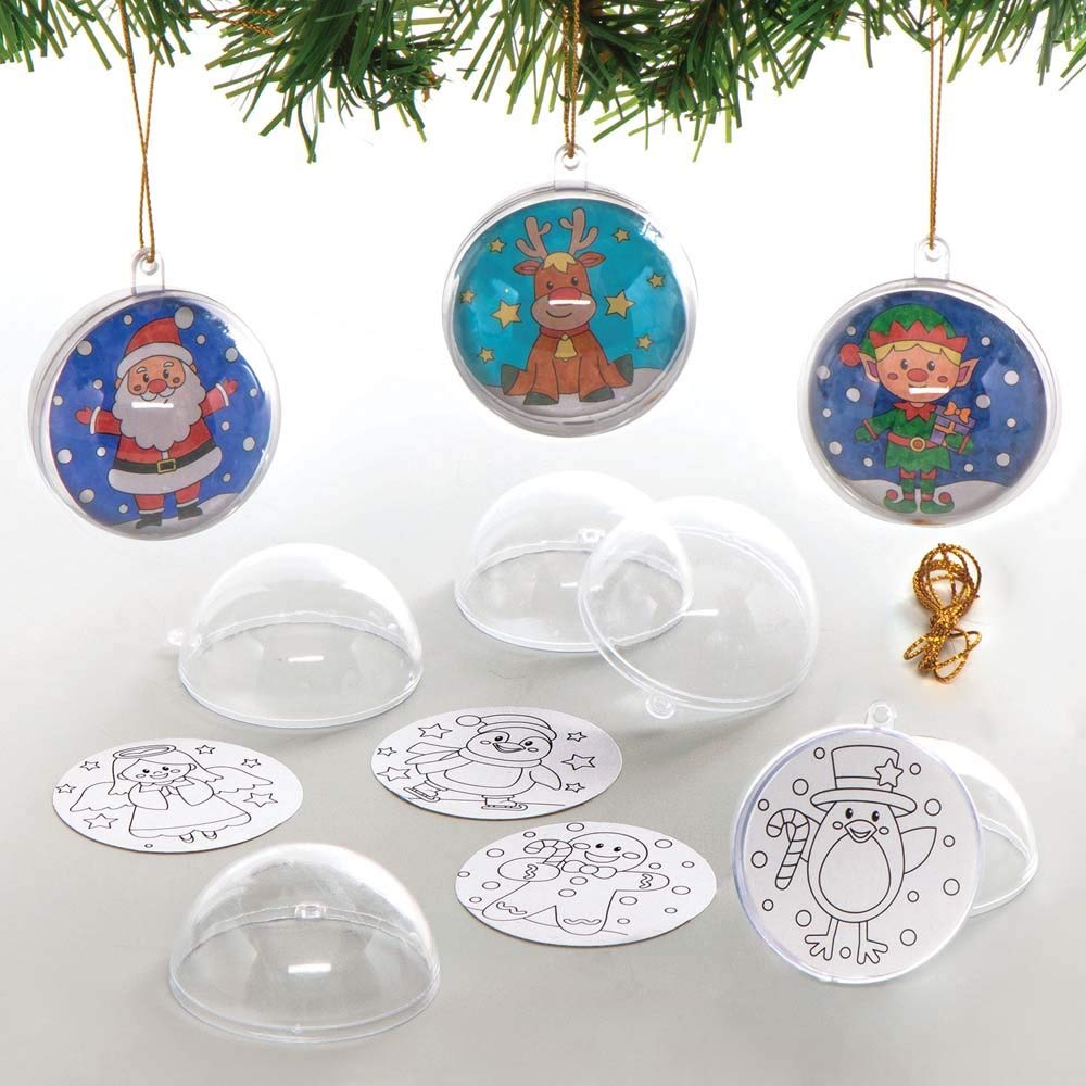 Baker Ross Christmas Colour in Baubles – Pack of 8, Bauble Craft Kits for Kids, Make Your Own Christmas Decorations (AX478) — image 1