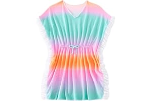 Milumia Girl's Tie Dye Mesh Sheer Beach Coverups Ruffle Swimsuit Cover Up