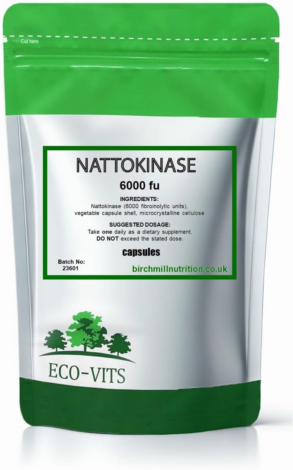 ECO-VITS Nattokinase 6000FU 120 Capsules Recyclable Packaging Sealed