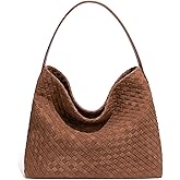 JYG Women's Woven Suede Tote Bag Slouchy Shoulder Bags Trendy Crescent Satchel Purse 2025