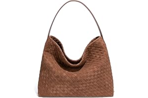 JYG Women's Woven Suede Tote Bag Slouchy Shoulder Bags Trendy Crescent Satchel Purse 2025