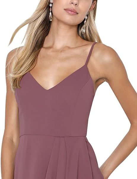 SPRIME WOMEN’S COCKTAIL WRAP DRESS SLEEVELESS V NECK FORMAL MIDI DRESSES IRREGULAR TULIP HEM SUMMER SEXY DRESS FOR WOMEN CAMEO BROWN