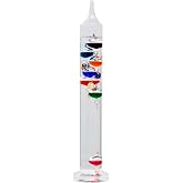 14.5inch Glass Galileo Thermometer with 7 Multi Colored Balls | 60&ordm;F to 84&ordm;F Galileo Thermometer Gorgeous Gift for Family or Friends Present Home, Office Indoor and Outdoor D&eacute;cor