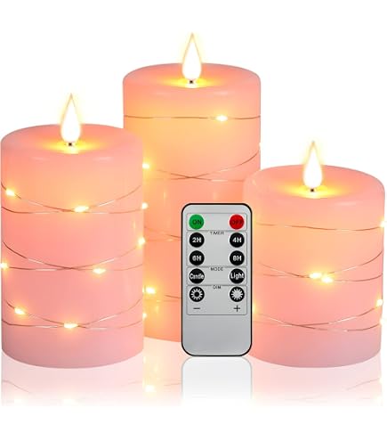Oulex Flameless LED Candles With Remote – Real Wax, Timer, Battery Operated, Pink 3-Inch, Safe For Home, Wedding, Holiday & Farmhouse Decor - View #4