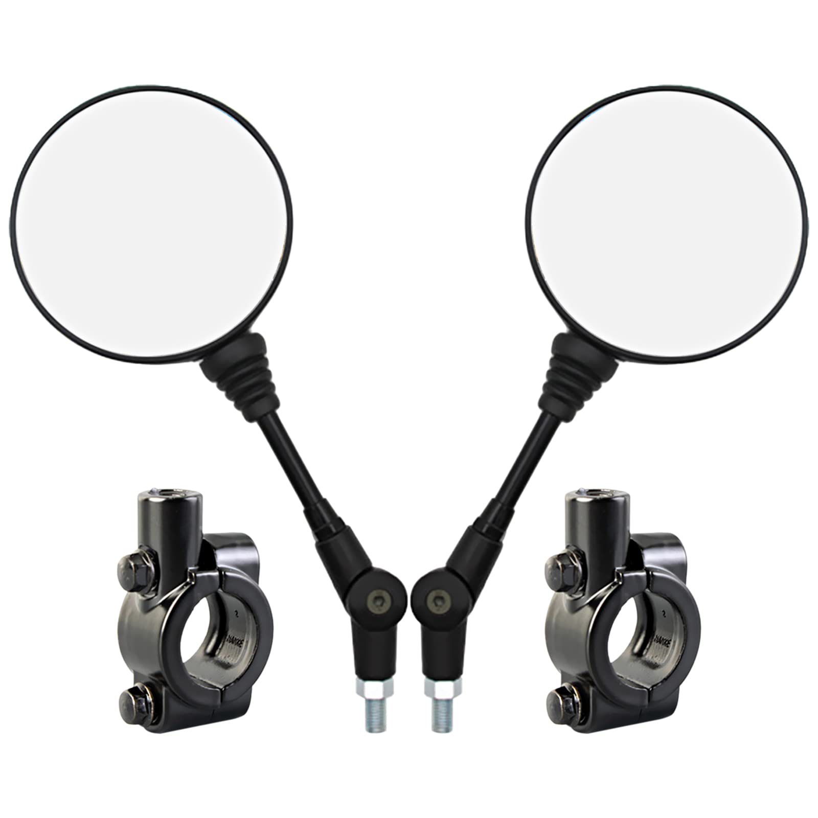 Motorcycle Rearview Mirror, Universal Folding Round Mirror and 10mm Mounting Base for Motorcycles, Scooters, Bicycles