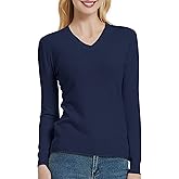Urban CoCo Women's V Neck Long Sleeve Solid Classic Knit Pullover Sweater Tops