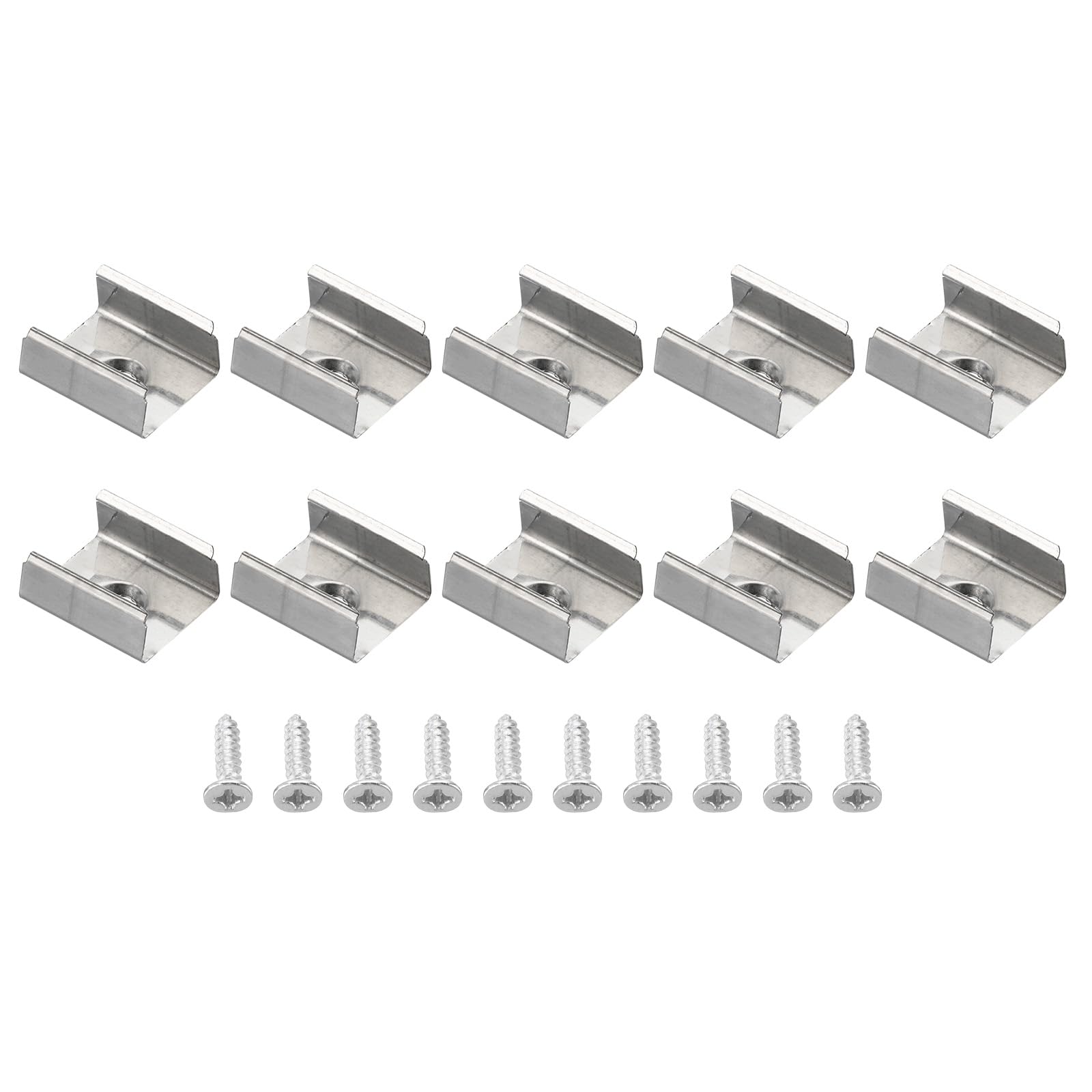 PATIKIL LED Strip Light Clips, 100 Pack Mounting Bracket Fixing Clips Stainless Steel Clamp Holders with Screws for 15mm-17mm Neon RGB Light Cable Ribbon