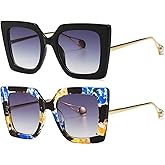 AIEYEZO Oversized Womens Sunglasses Trendy Retro Square Frame Sun Glasses Fashion Ladies Shades