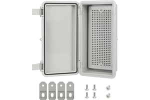 LMioEtool Junction Box ABS Plastic IP65 Waterproof Dustproof Universal Electrical Enclosure Hinged Shell Outdoor and Indoor Usage Project Box, 7.9"x 3.9"x 2.7"(200x100x70mm), Grey
