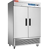 WESTLAKE 54" W Commercial Refrigerator 2 door 2 Section Stainless Steel Reach in Solid door Upright Fan Cooling 49 Cu.ft Cool