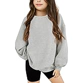Haloumoning Girls Oversized Crewneck Sweatshirts Kids Fashion Fleece Drop Shoulder Pullover 5-14 Years