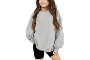 Haloumoning Girls Oversized Crewneck Sweatshirts Kids Fashion Fleece Drop Shoulder Pullover 5-14 Years