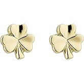 Biddy Murphy, Irish Shamrock Gold Earrings for Women, 10k Gold-Pated Studs, Lucky Celtic Jewelry, Small, Made in Ireland by Artisan Jewelers