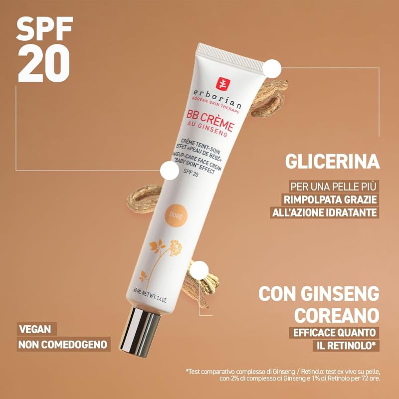 - BB Crème al Ginseng - Crema Teint Perfecteur 5-in-1 - Trattamento Effetto Pelle di bambino 5-in-1 Trattamento Viso con SPF 20 - Cosmetico Coreano - Clair - 15ml