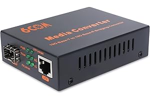 6COMGIGA 10G SFP to RJ45 Fiber Media Converter, 1x 1000M/2.5G/5G/10GBase-T Auto-Negotiation RJ45 Slot to 1x 10GBase-X SFP+ Slot,Support 10GBase-SR/LR/ER/ZR Transceiver, Without LFP Function