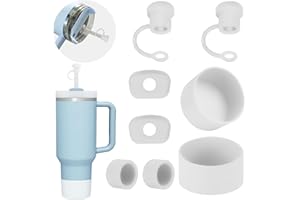 TAEYONK 8 PCS Straw Cover Spill Stopper Boot Sleeve for Stanley Cup 40oz 30oz H1.0 H2.0, Include 2 Silicone Boot 2 Straw Cover Cap 2 Round Lid Stopper and 2 Square Spill Stopper(Clear)