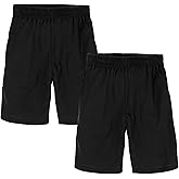 Hanes Boys Jersey Shorts Pack, 2-Pack, Cotton Shorts for Boys with Pockets, Pull-On Shorts