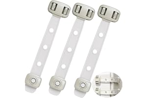 Child Safety Fridge Locks, 3pcs Adjustable Refrigerator Door Lock, Child Proof Safety Cabinet Lock with Strong 3M Adhesives f