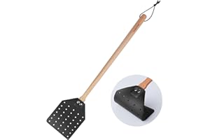 DEBETOOL Fly Swatter - Long Hand Wood Fly Swatters with Hanging Rope, Heavy Duty Fly swatter for Home/Classroom/Office(Black)
