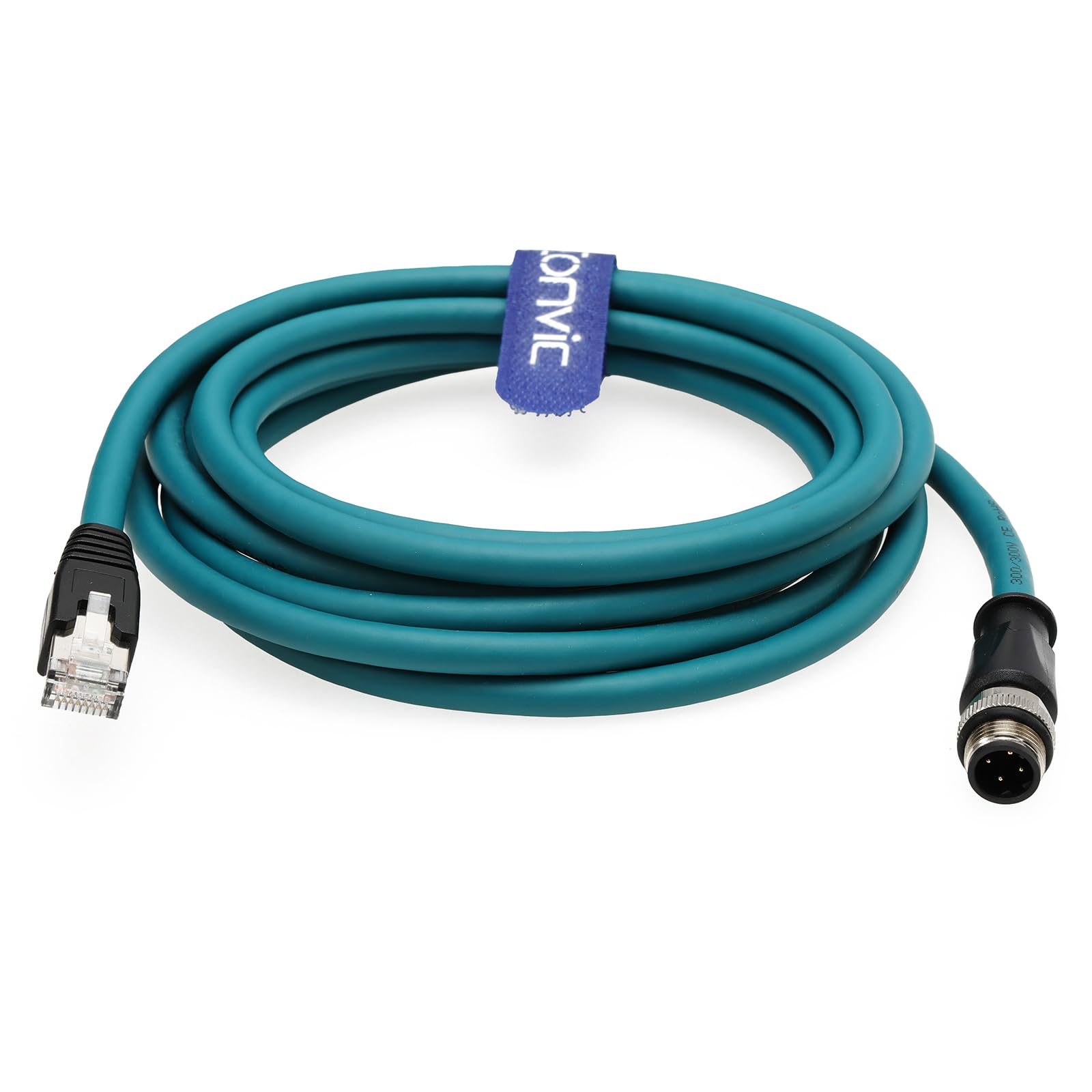 EONVIC M12 Ethernet Cable High Flexible M12 to RJ45 Patch Cord 4Pin D-Coded Industrial Shielded Cat5e SFTP 24 AWG Waterproof IP67 Assembly Cable