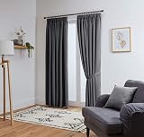 John Aird Blackout Curtains Pencil Pleat with Tie Backs Grey 2 Panels 90W x 54L view 2