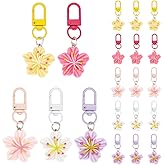 UNICRAFTALE 20Pcs 5 Colors Resin Flower Keychain Cherry Blossom Aesthetic Keychains Resin Flower Pendant Decorations with Alloy Swivel Clasps for Cute Bags Charms Key Chain Pendant