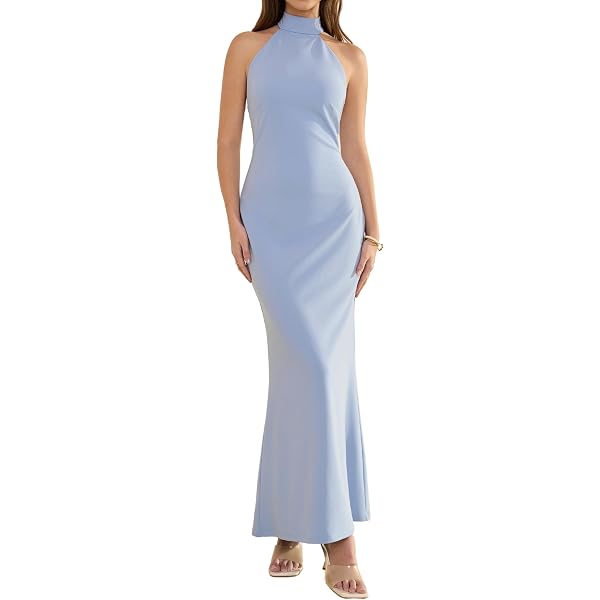 Womens Sweater Halter Maxi Dress, Backless Design with Tie Neck, Elegant  Bodycon Maxi Dress (US, Alpha, Small, Regular, Regular, White) at Amazon  Women's Clothing store