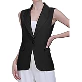 V VOCNI Women's Long Sleeveless Blazer Vests Casual Lapel Office Cardigans Vest Open Front Vest Tops Suit Waistcoat