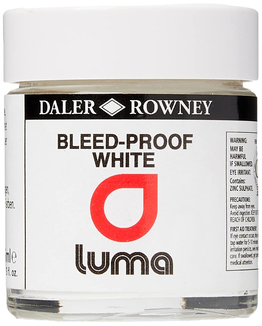 Daler-Rowney Acrylic Ink, Glass Bottle, Flat screw lid, 1oz - 29.5 ml, Bleedproof White