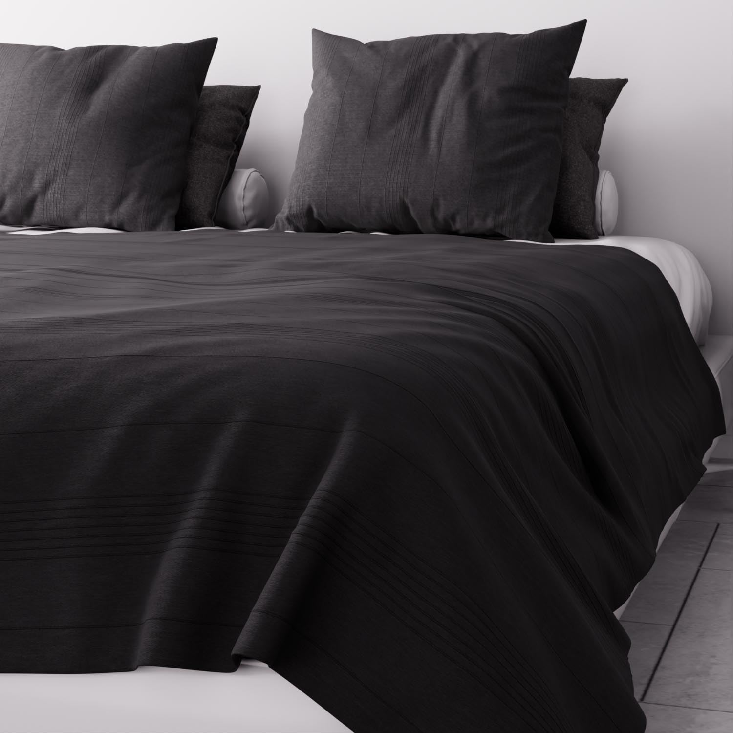 Soleil d'ocre, Adele, Bed Cover, Sofa Throw, Cotton, Grey, 220 x 240 cm