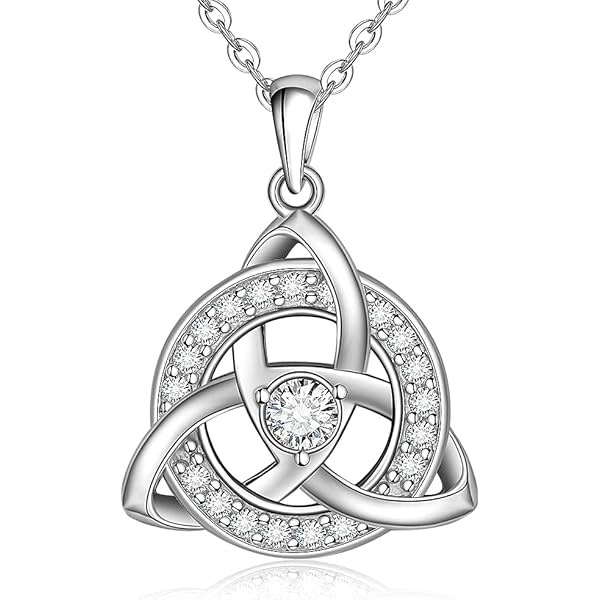 Eudora De Plata De Ley 925 Geométrica Línea Corazón Colgante Collar Irlandés Nudos Celtas