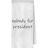 BlissfulAbon Sarcastic Political Kitchen Towels - Funny Political Gifts Decorative Waffle Dish Towels, Funny Kitchen Bathroom Decor, House Warming Gifts, 16x24 Inches