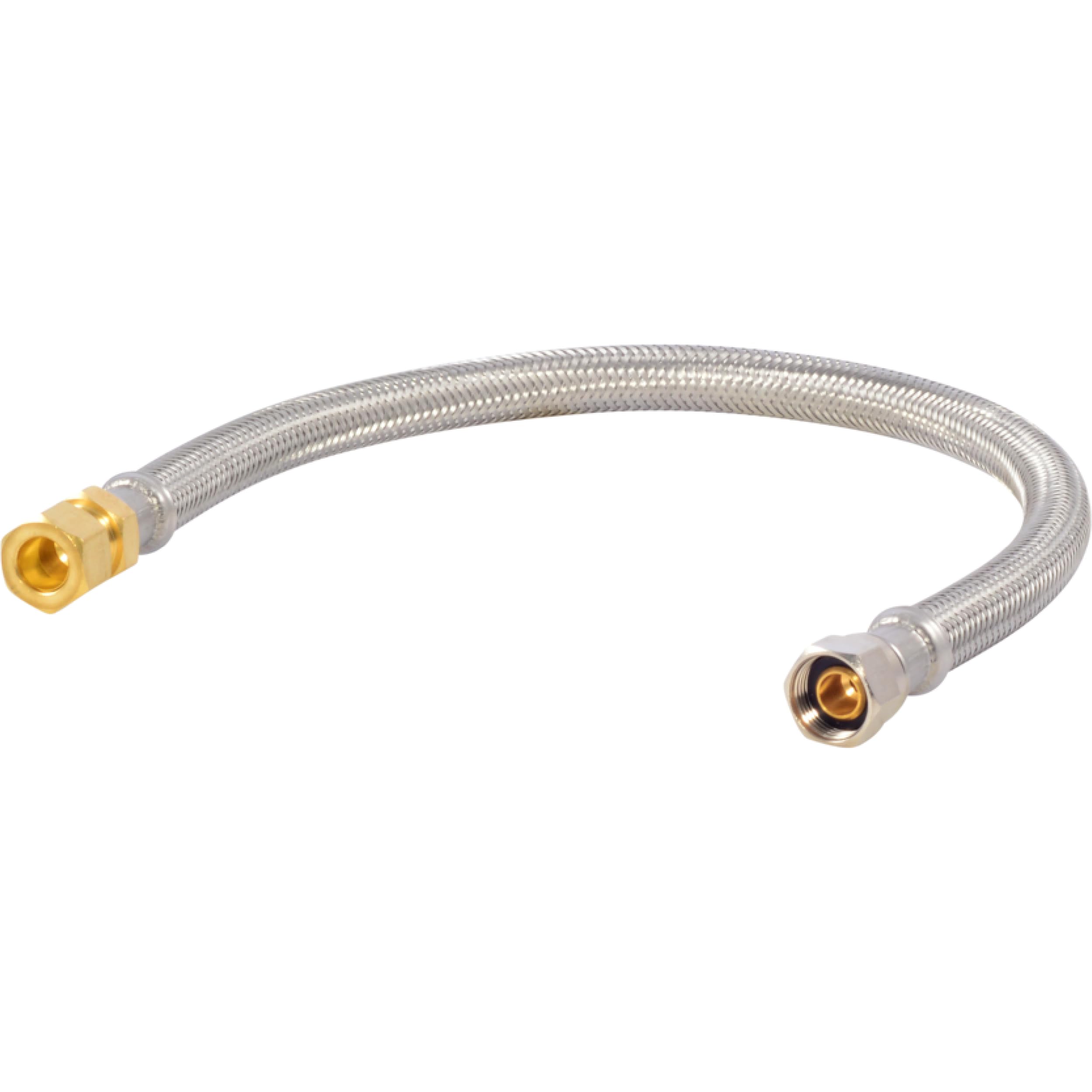 Photo 1 of Eastman 16 Inch Delta Style Flexible Faucet Connector, 3/8 Inch OD Male x 3/8 Inch ID Compression, Braided Stainless Steel with Nickel-Plated Brass Nuts, 48036