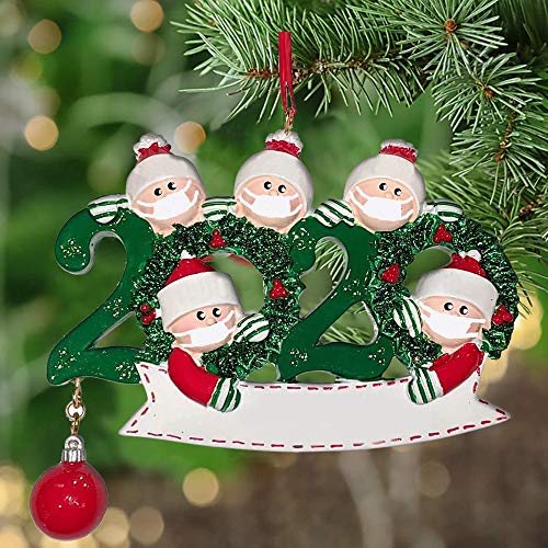 EKUPUZ 2020 Personalized Christmas Hanging Ornaments,with Mask Writable Ornaments Snowman Christmas Decorating Kit Creative Gift DIY Name, Family Ornament Christmas Decorations