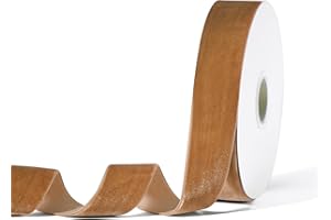 SFONI Golden Brown Velvet Ribbon for Gift Wrapping, Trimming Ribbon for Christmas DIY Craft Wedding Floral Holiday Valentine's Day Decoration Choker Hair Bow Hat Wreath Making, 1" x 10 Yards