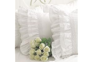 Queen's House Lot de 2 taies d'oreiller en coton avec broderie en dentelle Blanc Taille standard
