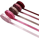 5 Rolls Gradient Pink Satin Ribbons for Crafting, Wedding Baby Shower Craft Ribbon Bridal Shower Gift Wrapping Ribbons for Bouquet DIY Craft Christmas Decoration, 3/8" × 10 Yards