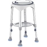 Modundry Shower Stool for Inside Shower, 360&deg; Swivel Shower Seat,300 lb | 6-Level Height Adjustable Bath Stool with Storage Tray, Non-Slip Aluminum Shower Chair for Seniors, Elderly &amp; Adults,Gray