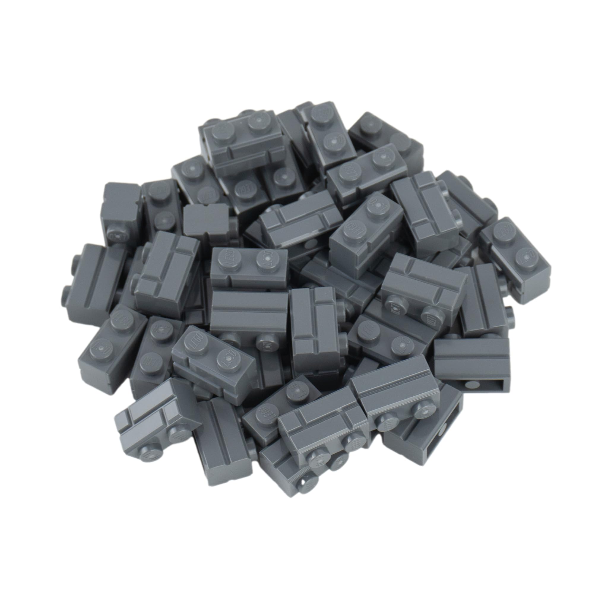 LEGO Parts and Pieces: Dark Gray (Dark Stone Grey) 1x2 Masonry Profile Brick x50