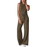 PRETTYGARDEN Jumpsuits for Women Casual 2026 Summer Sleeveless Wide Leg Pants Rompers One Piece Beach Vacation Spring Outfits