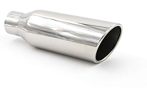 RP Remarkable Power, Exhaust Tip 2.5" Inlet 4" Outlet 12" Long Stainless Steel Rolled Edge Universal Muffler EXT09