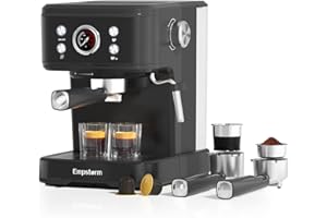Empstorm Black Espresso Machine with Milk Frother, Cappuccino Machines for Home, Coffee Espresso Machine Suitable for Coffee Powder/NS Original Capsules, Espresso Maker with Thermometer