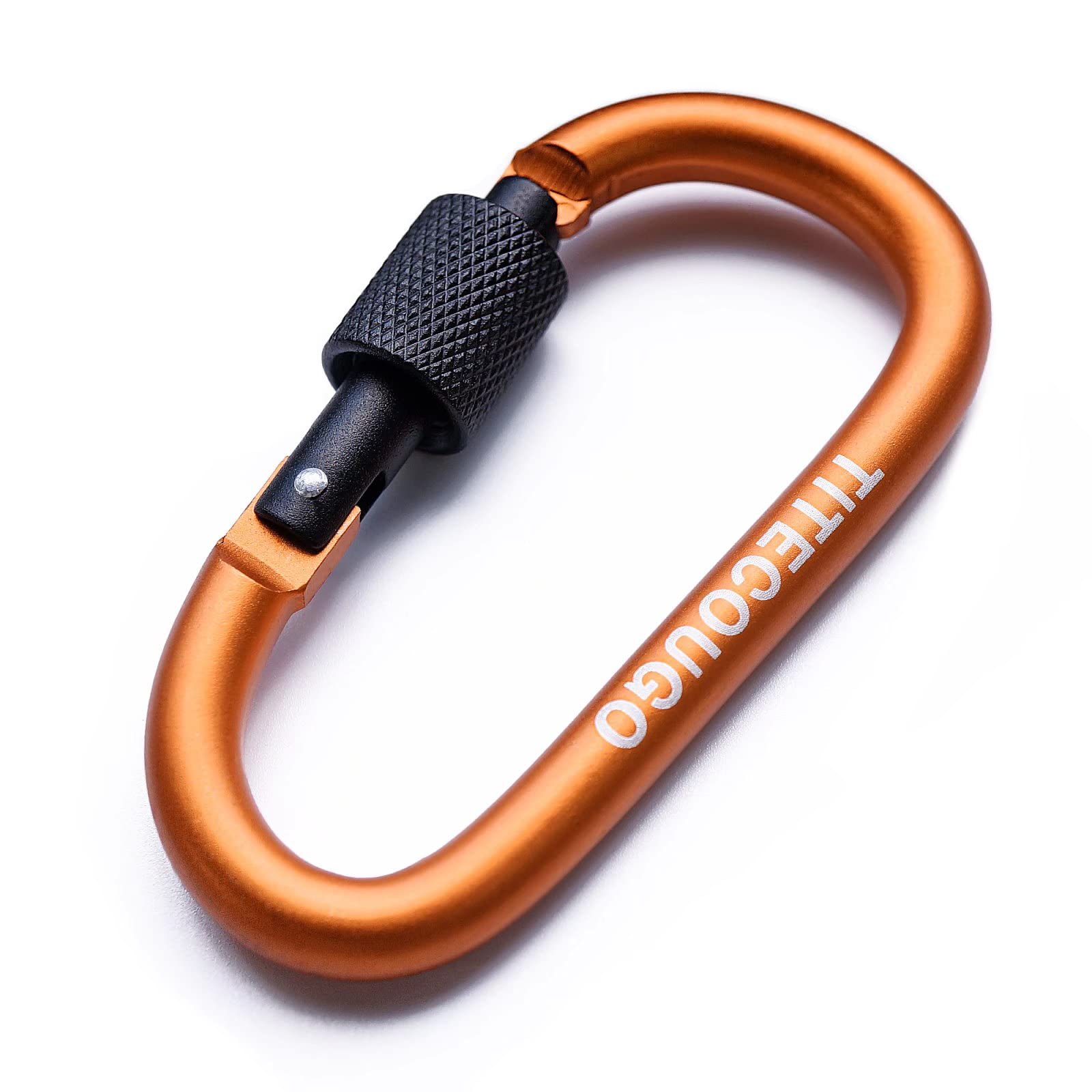 TITECOUGO 4 PCS Aluminum Alloy D-Ring High Strength Carabiner Key Chain Clip Hook For Camping Hiking Orange Black