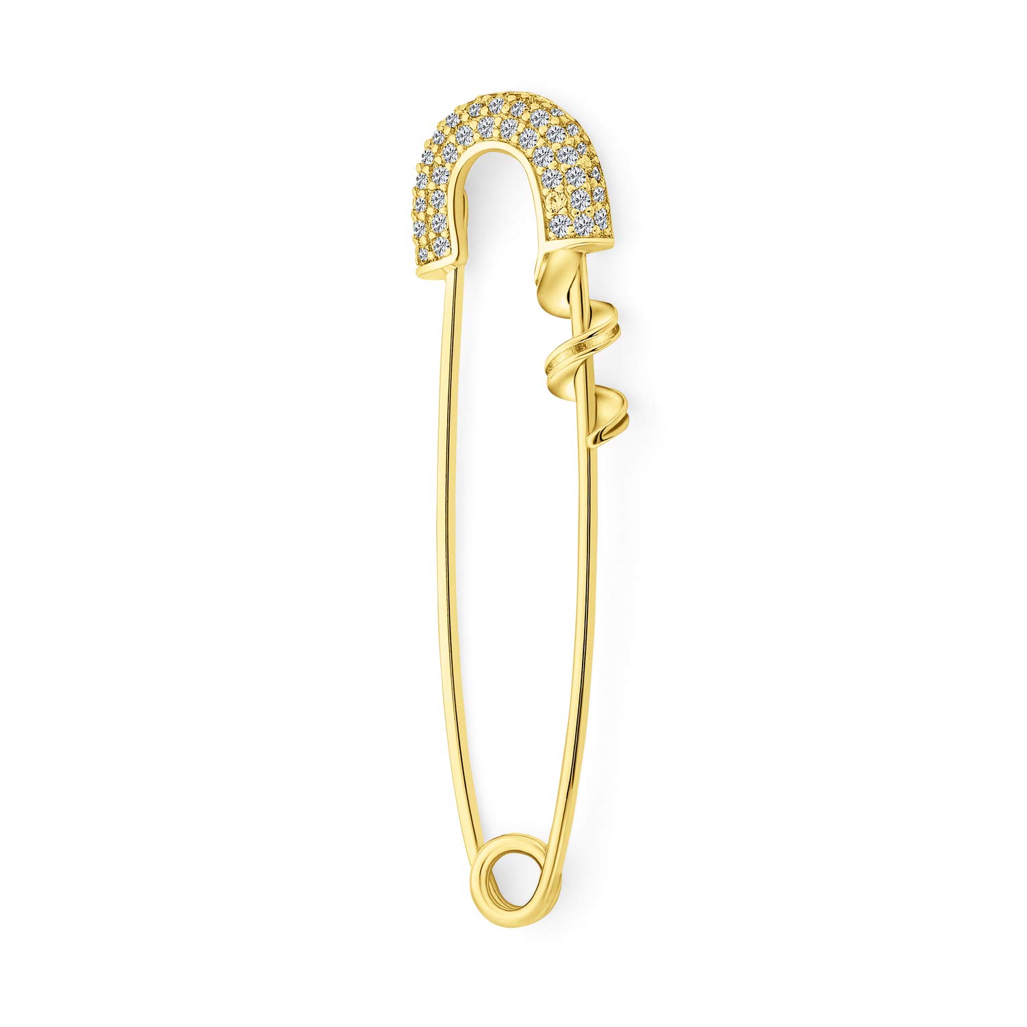 Safety Pin Symbol Of Support For displaced people Cubic Zirconia Accent Gold Plated Sterling Silver Add Charms 1.2 Inch